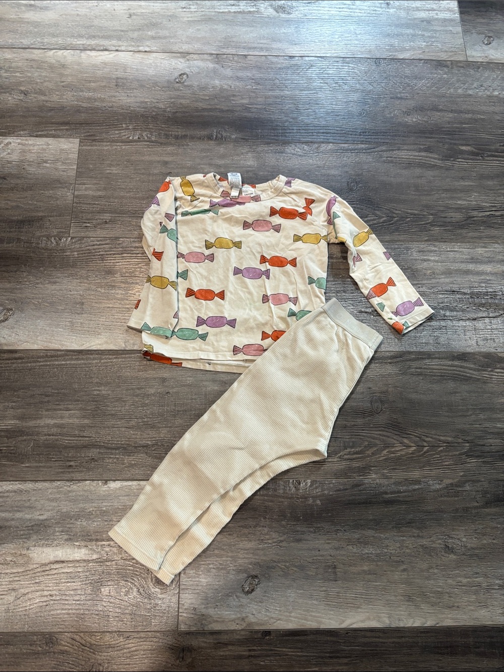 Bonds Kids Pajama Set - Cream Top with Multicolor Candy Print & Cream Pants